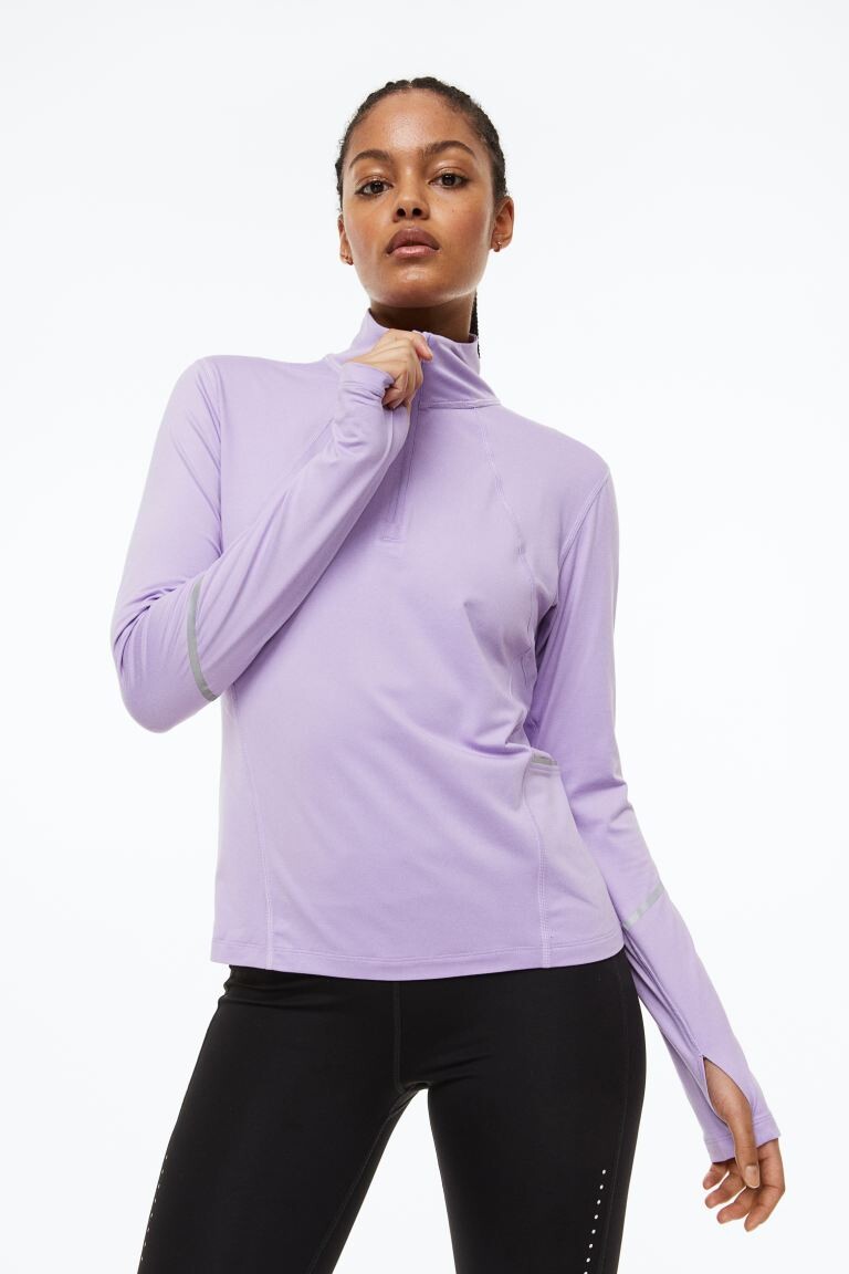 

Спортивный топ на молнии DryMove H&M, светло-фиолетовый