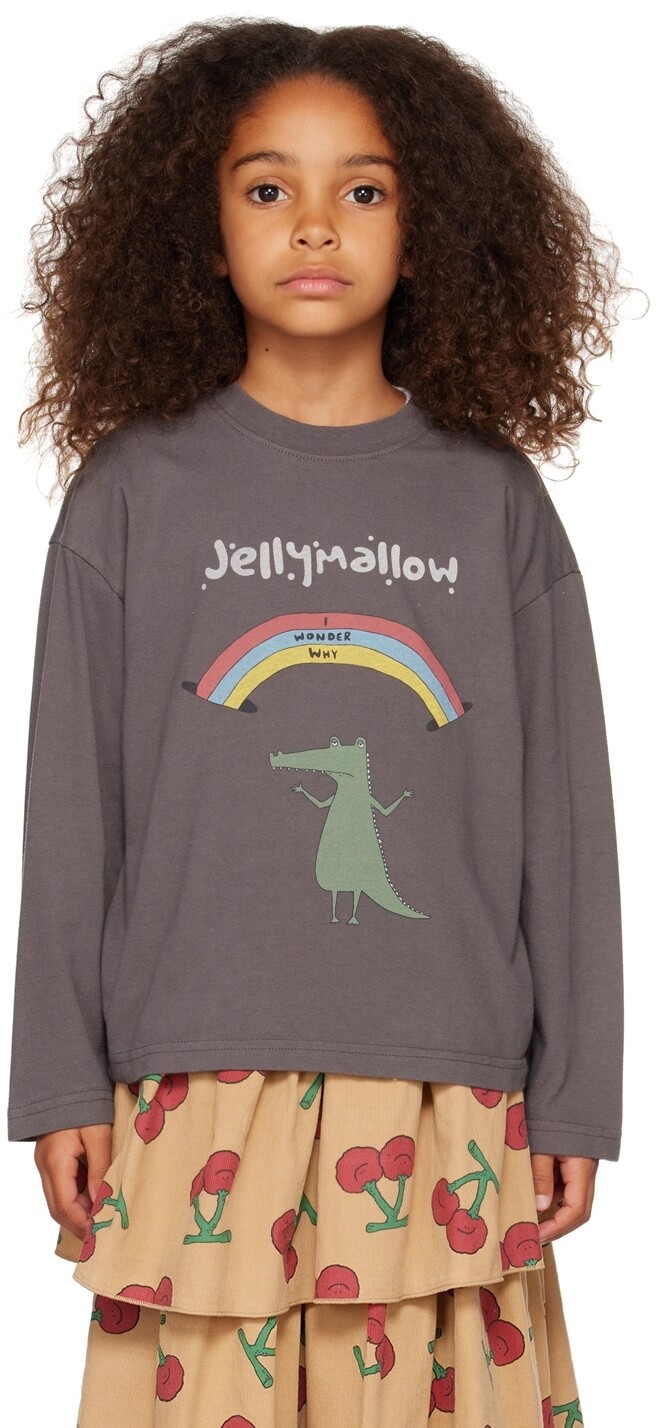 

Детская серая футболка с длинным рукавом под крокодила Jellymallow