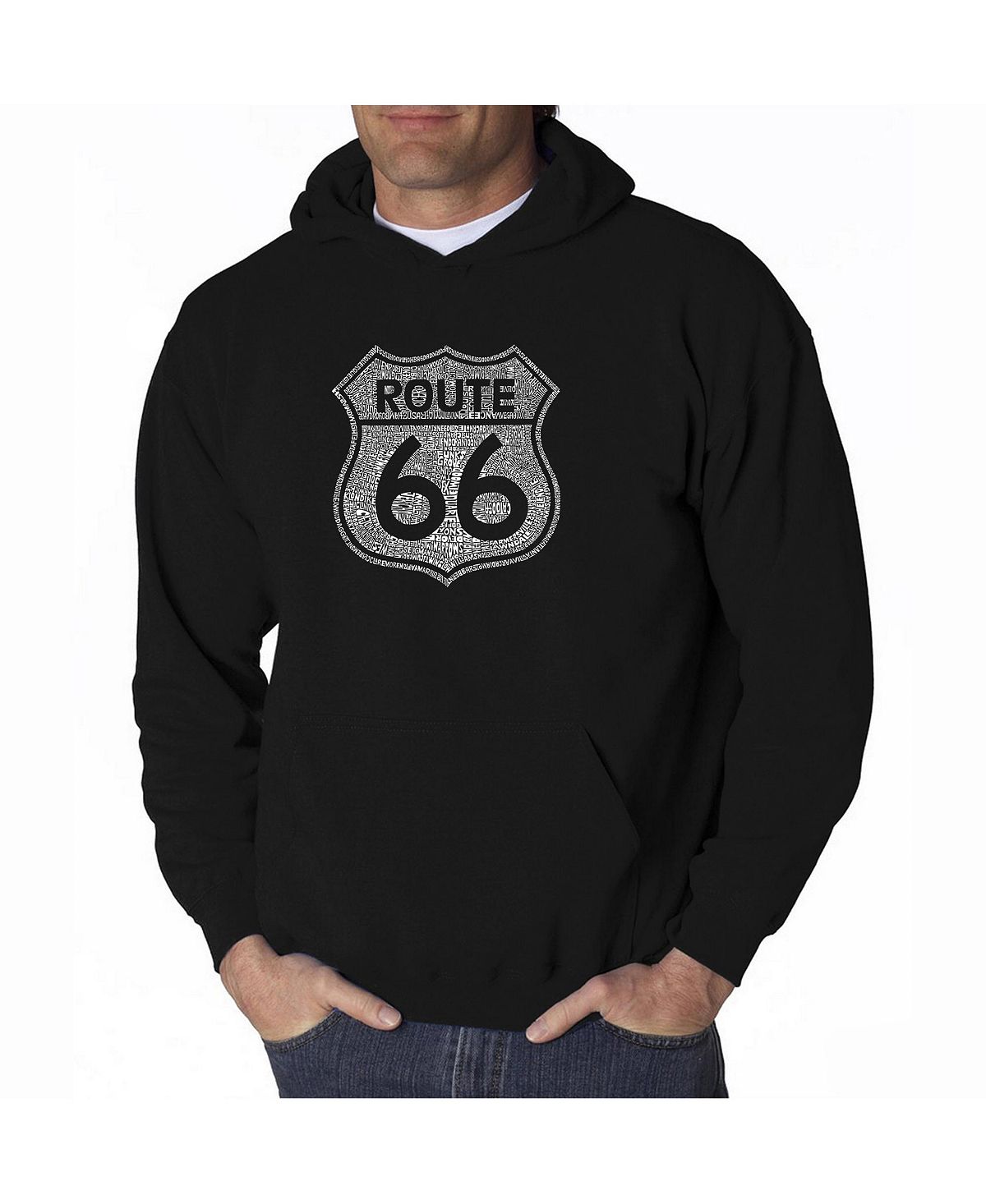 Мужская толстовка с капюшоном word art — route 66 LA Pop Art, черный мужская футболка с длинным рукавом word art route 66 la pop art черный