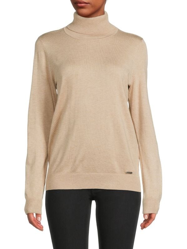 

Однотонный свитер с высоким воротником Calvin Klein Heather latte