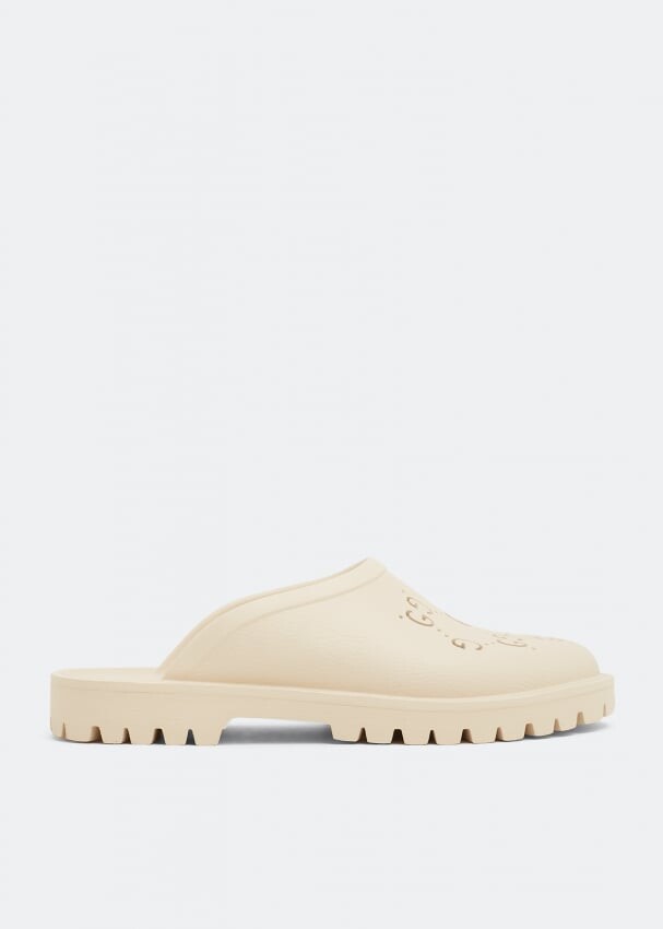 сандалии gucci platform slide sandals бежевый Сандалии GUCCI Slip-on sandals, бежевый