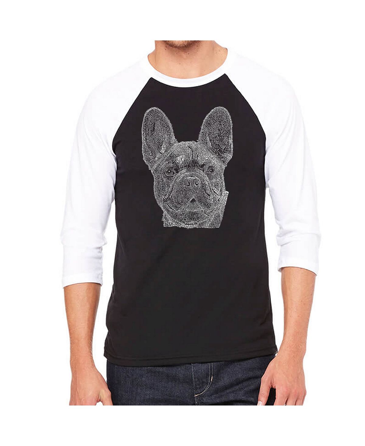 Мужская футболка реглан word art - французский бульдог LA Pop Art, черный мужская футболка пес бульдог s черный