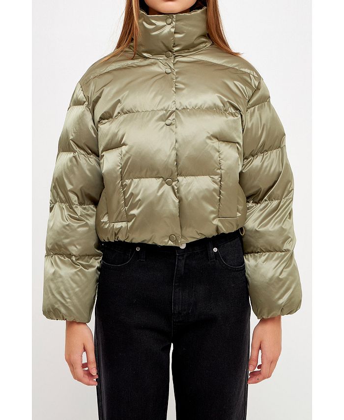 цена Женская укороченная куртка-пуховик English Factory, зеленый