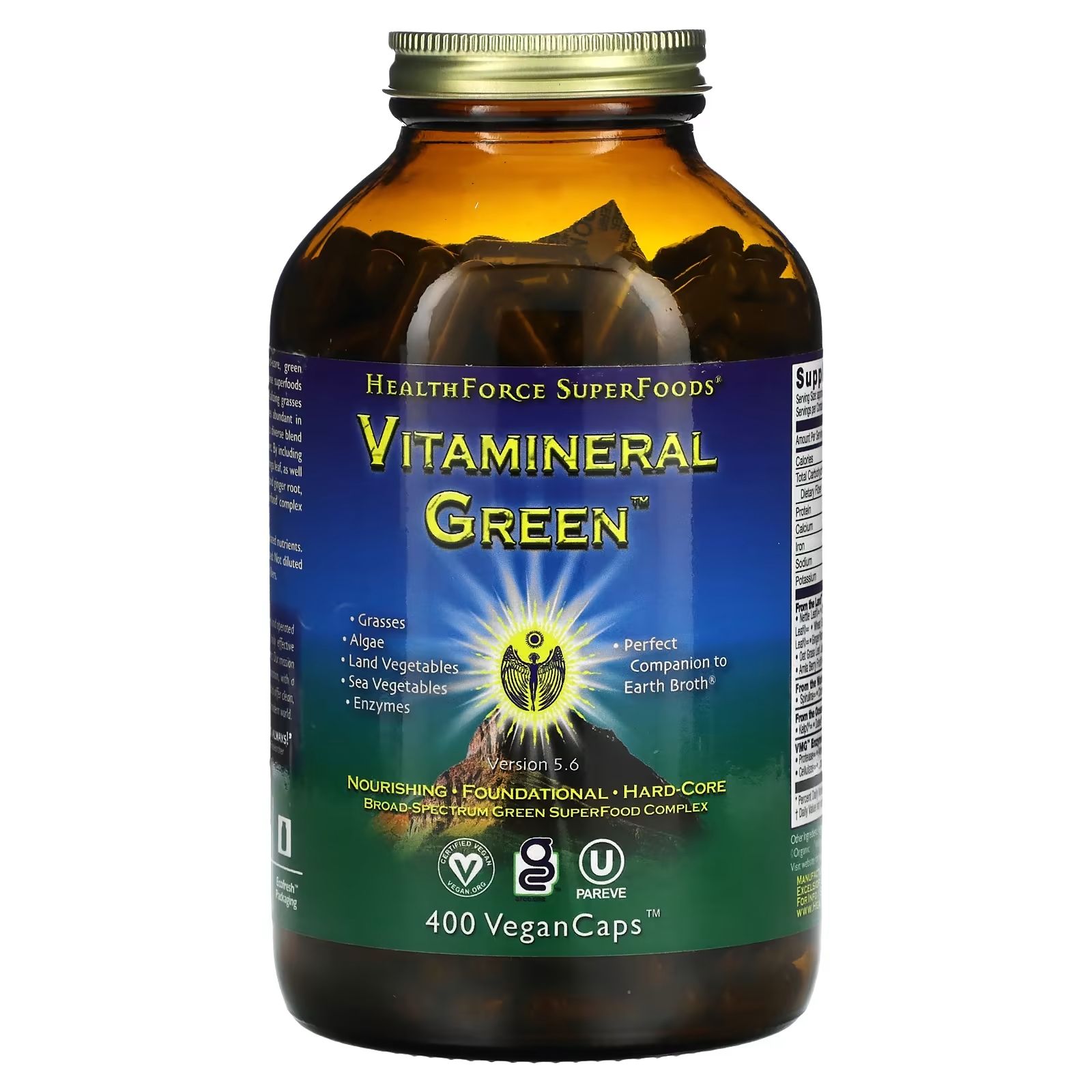 Пищевая Добавка HealthForce Superfoods Vitamineral Green, 400 веганских капсул healthforce superfoods vitamineral green версия 5 5 300 г 10 6 унции