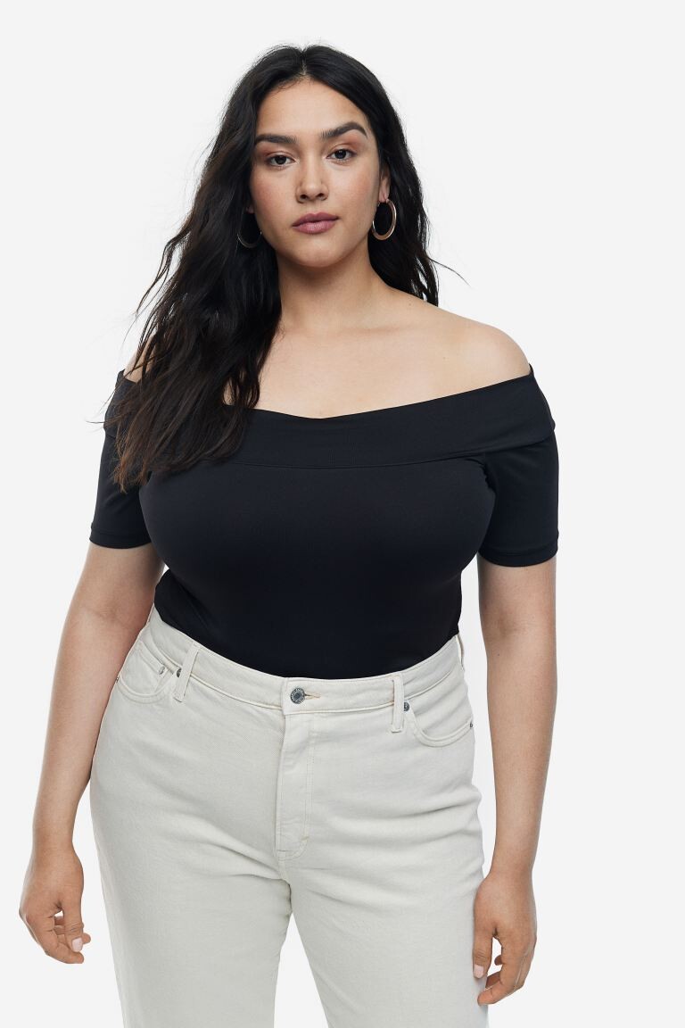 

Топ с открытыми плечами H&M, черный