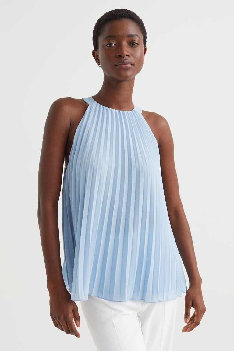 

Плиссированный топ H&M, светло-синий