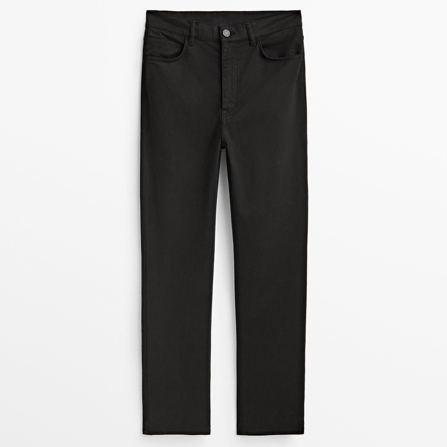 

Брюки Massimo Dutti Slim Fit Cropped Mid-waist, черный