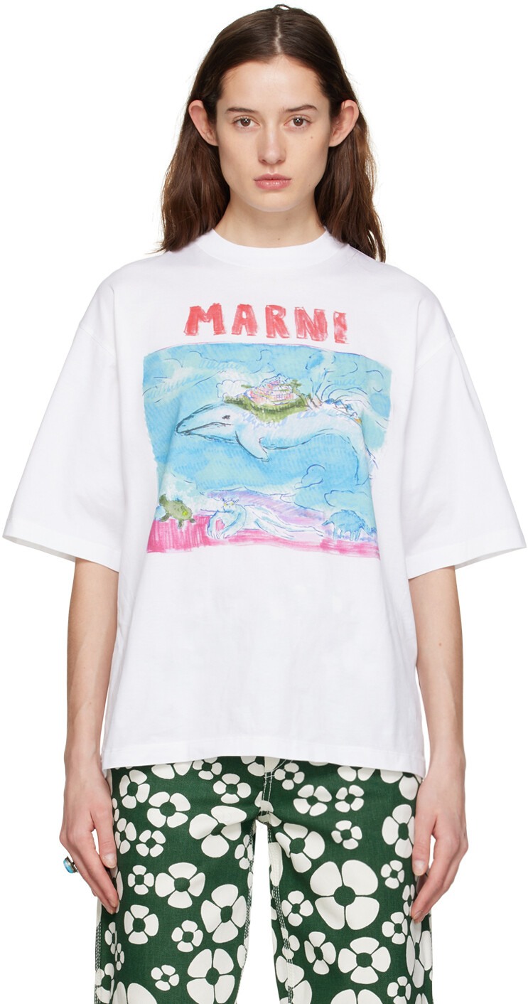 

Белая футболка с рисунком Marni