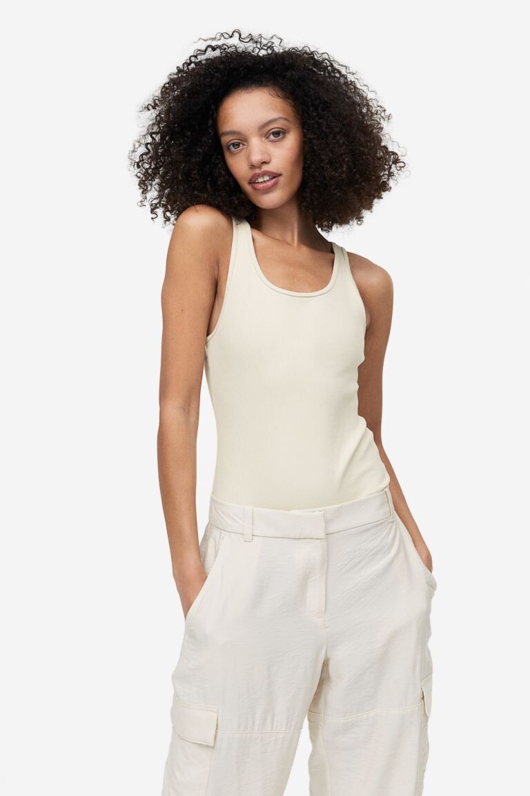 

Боди-стринги в рубчик H&M, светло-бежевый