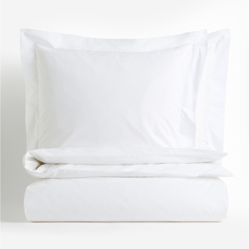 постельное белье облачко джунгли комплект детский бязь 178470 Комплект двуспального постельного белья H&M Home King/Queen Cotton Percale, белый