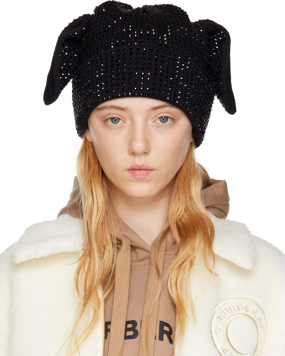 

Черная шапка с ушками оленя Burberry, Коричневый