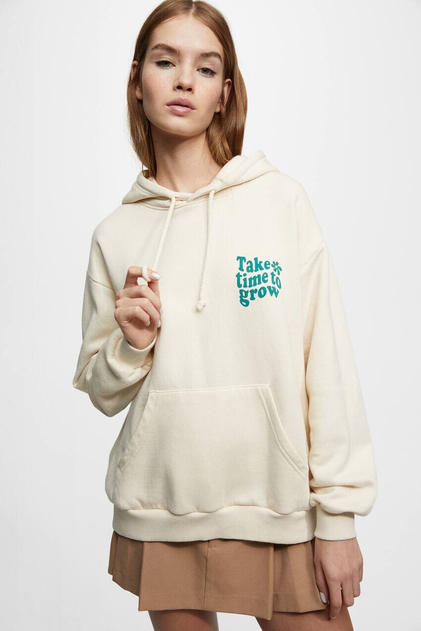 

Толстовка с капюшоном и надписью Pull&Bear, белый экрю