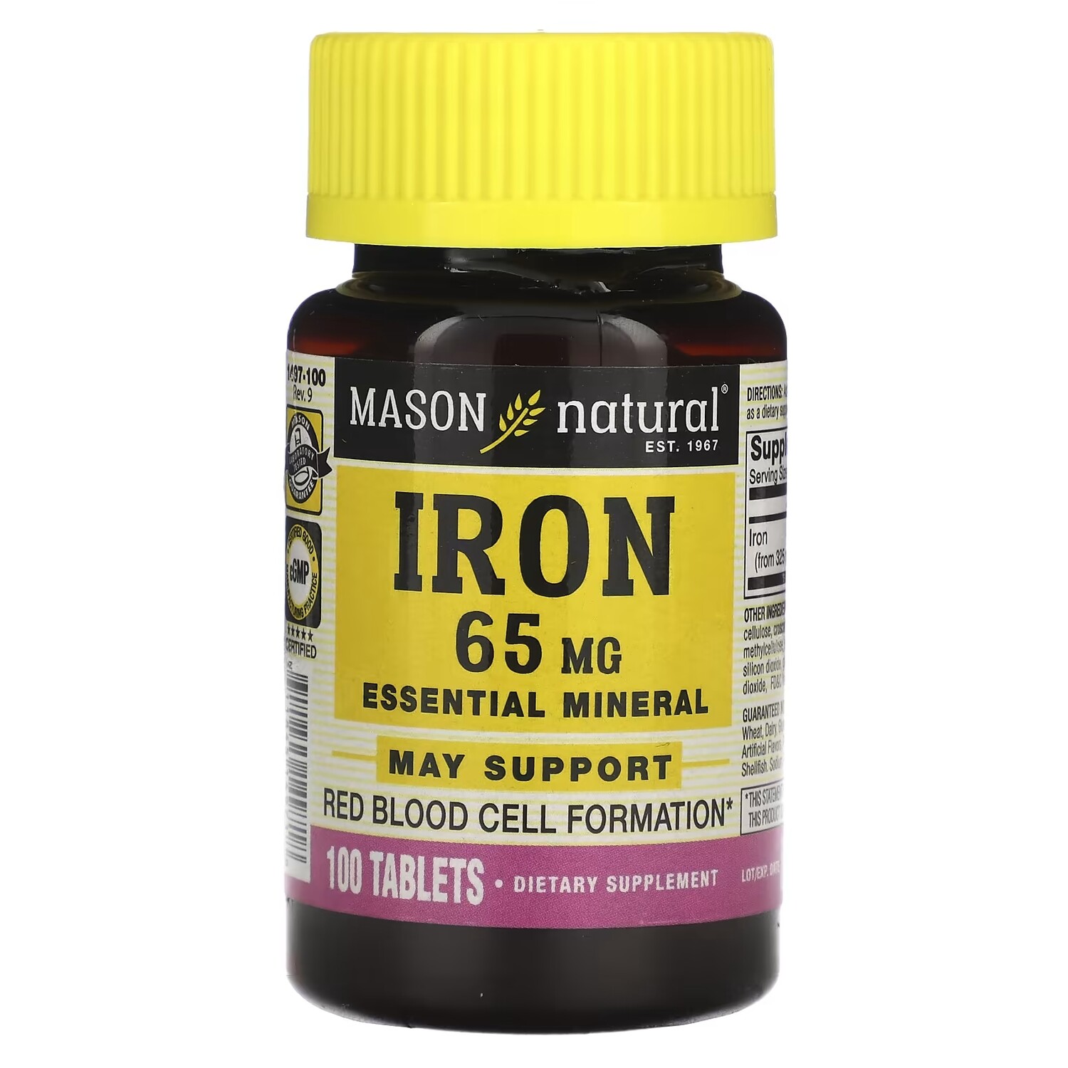 

Железо Mason Natural 65 мг, 100 таблеток