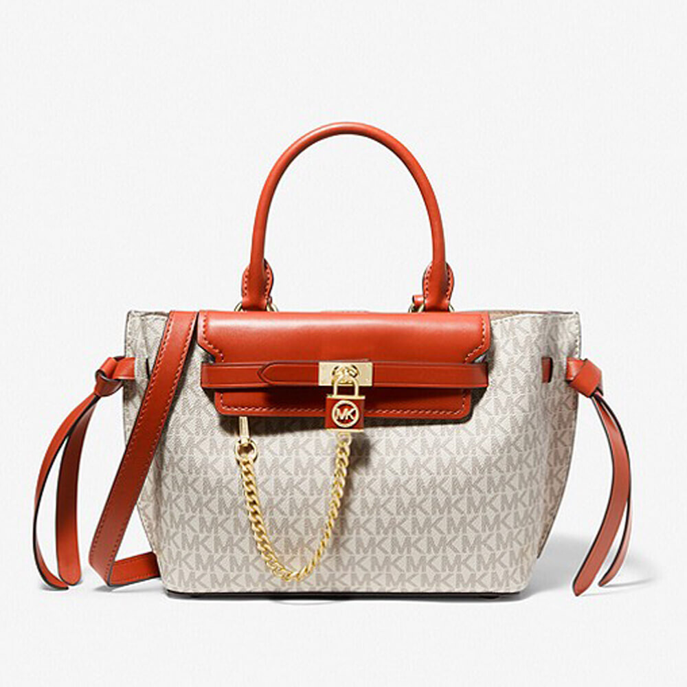 

Сумка Michael Michael Kors Hamilton Legacy Small Logo Belted, бежевый/оранжевый