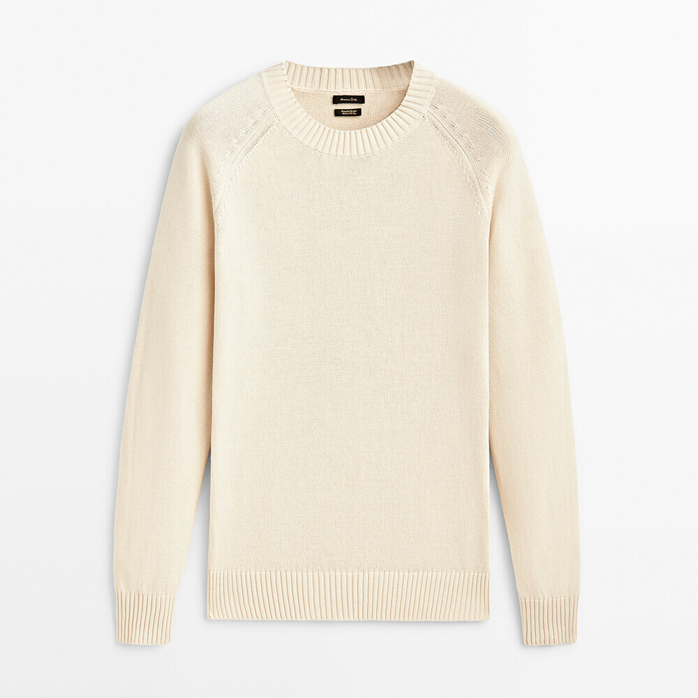 

Свитер Massimo Dutti Cotton Crew Neck, бежевый