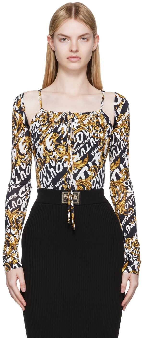 

Черное боди с кистями Versace Jeans Couture