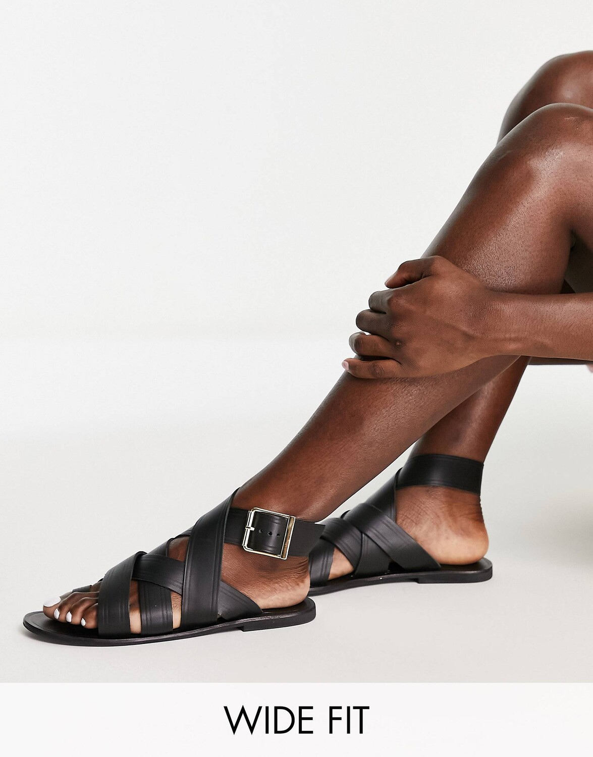 

Черные кожаные сандалии Fudge широкого кроя ASOS DESIGN