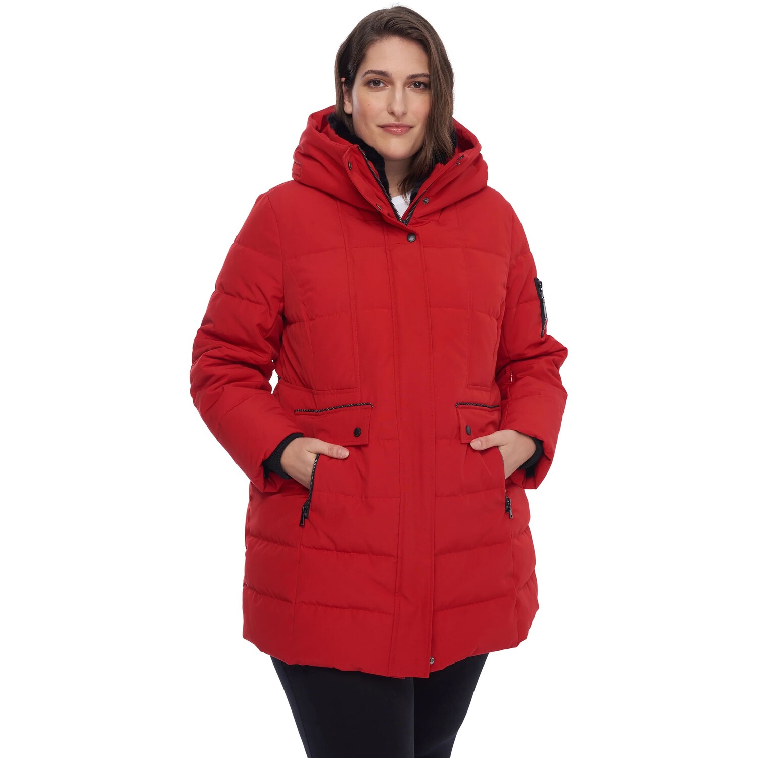 

Куртка Alpine North Vegan Down Hooded Mid-Length Plus Size, красный