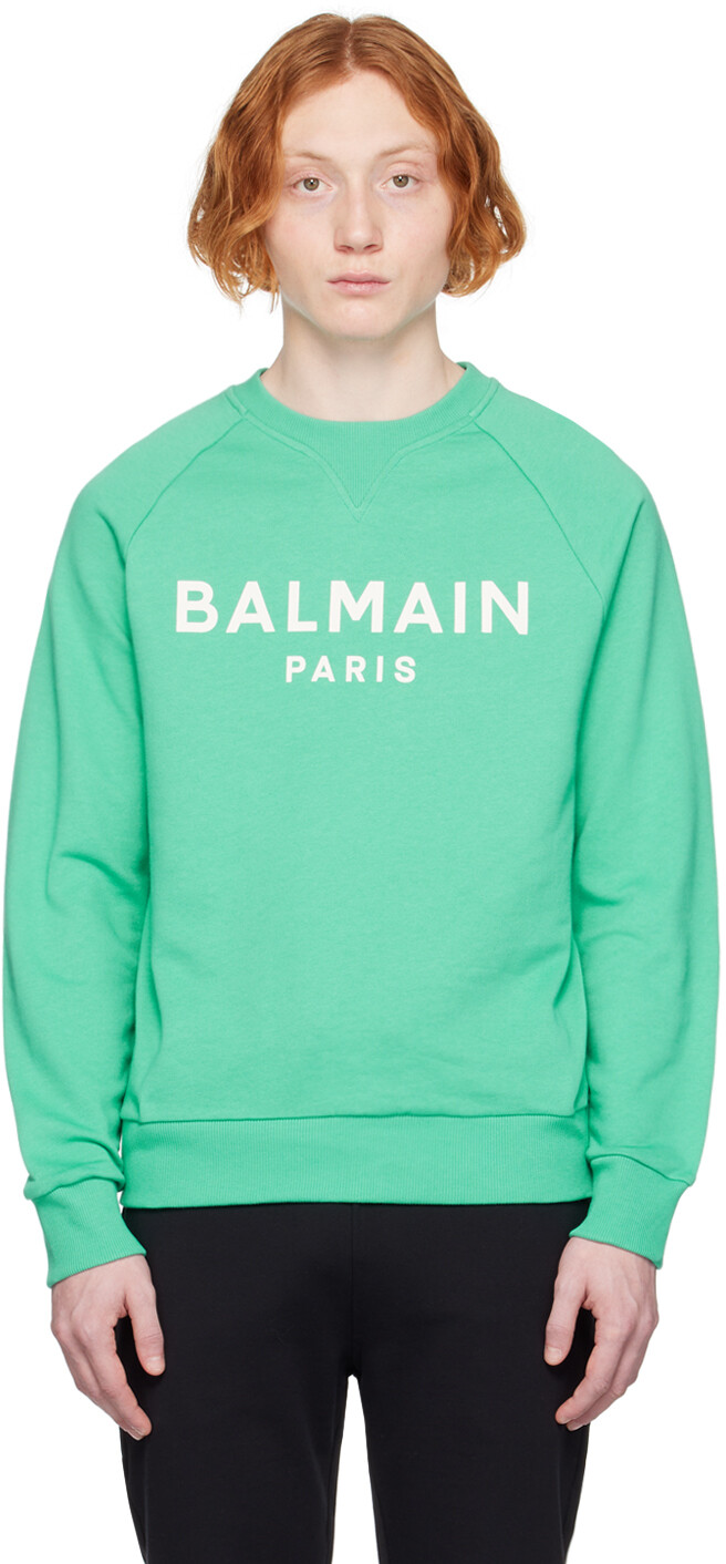 

Зеленая толстовка с принтом Balmain, Зеленый, Зеленая толстовка с принтом Balmain
