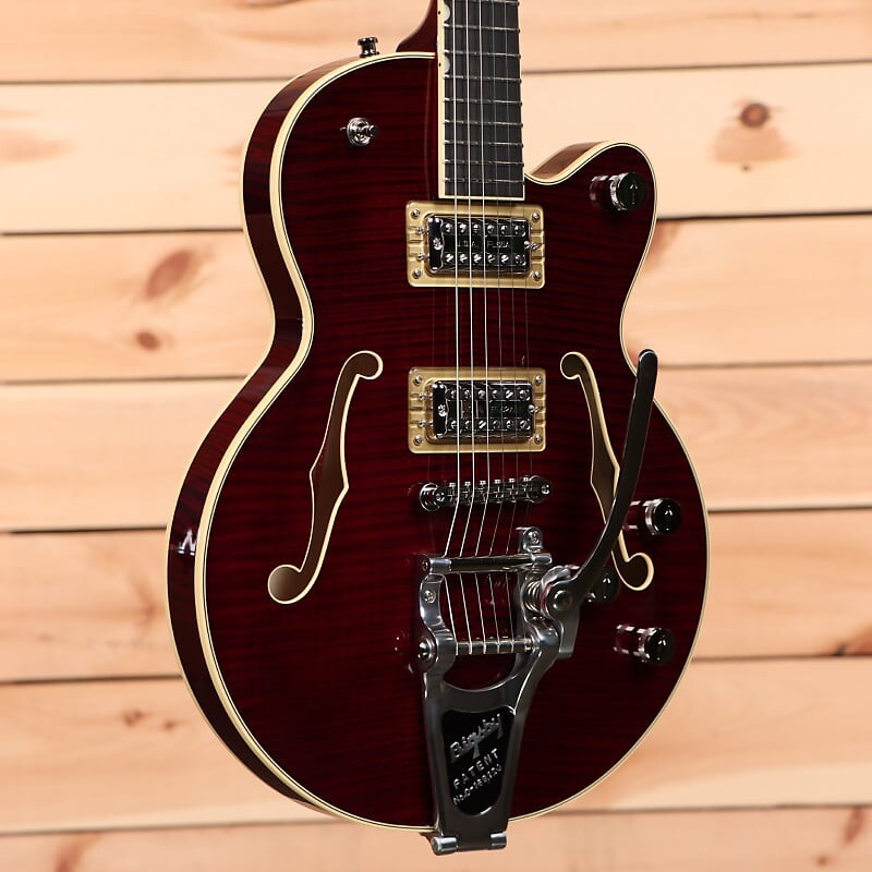 

Gretsch G6659TFM Players Edition Broadkaster Jr. — темно-вишневое пятно — JT22083520 — PLEK'd