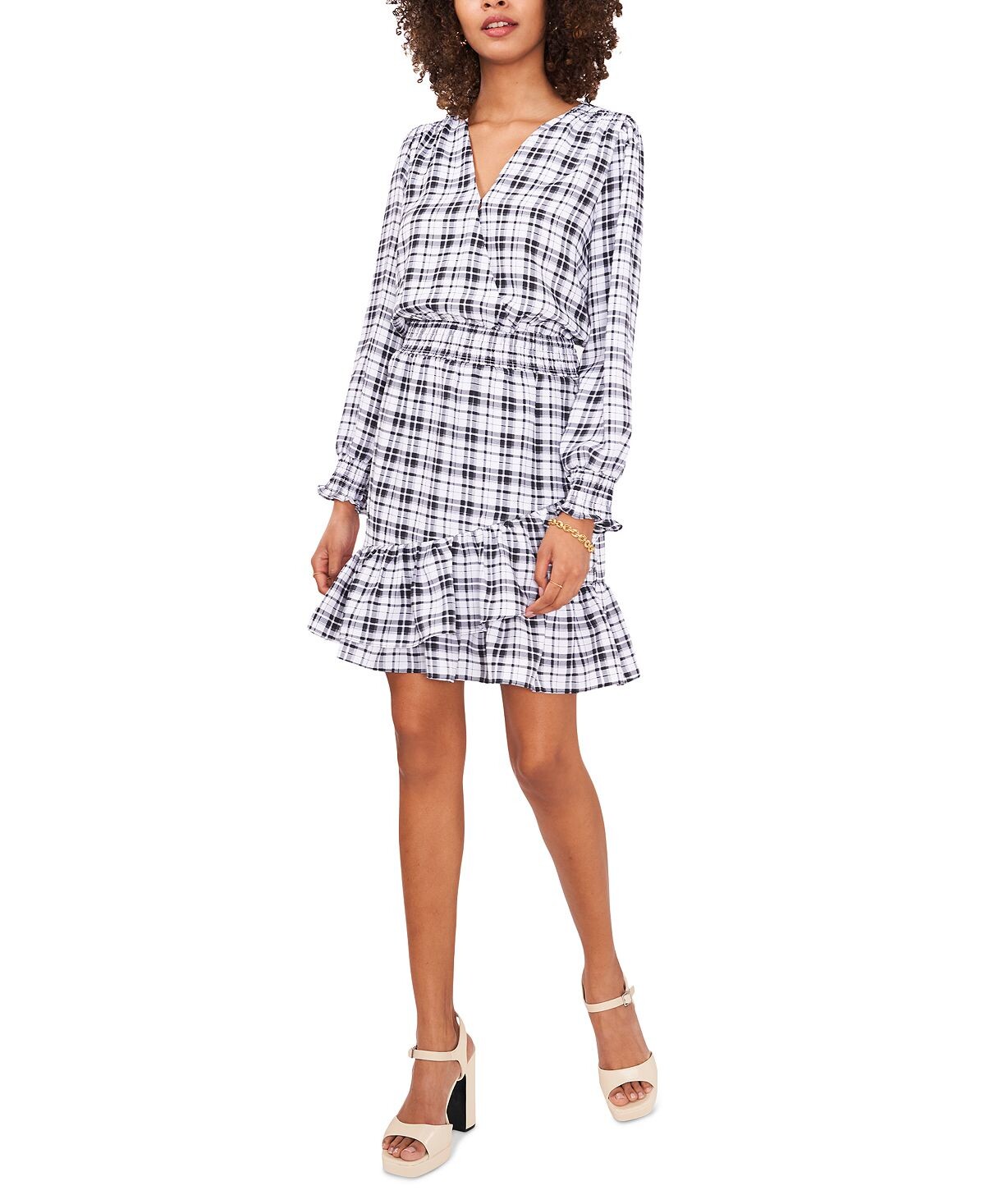 

Женское клетчатое платье с пышной юбкой Vince Camuto, мульти