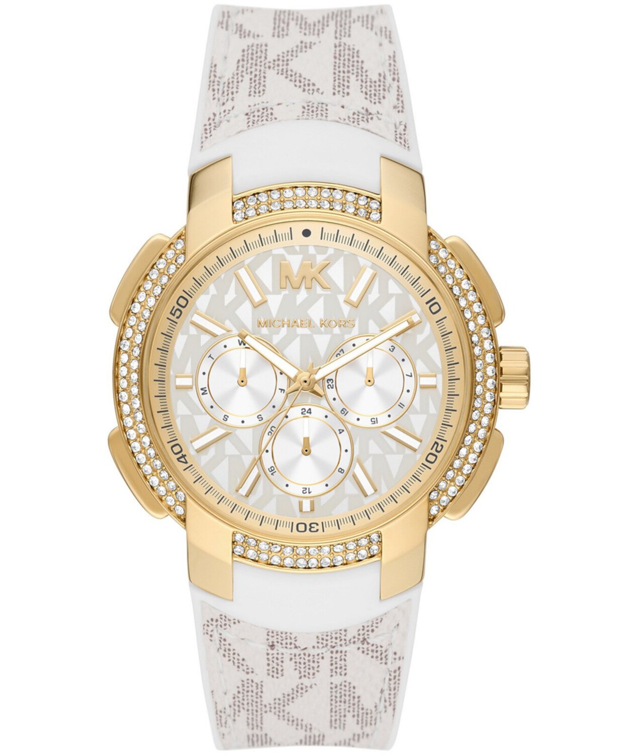 

Часы наручные Michael Kors Oversized Sydney Pavé Gold-Tone and Logo, кремовый