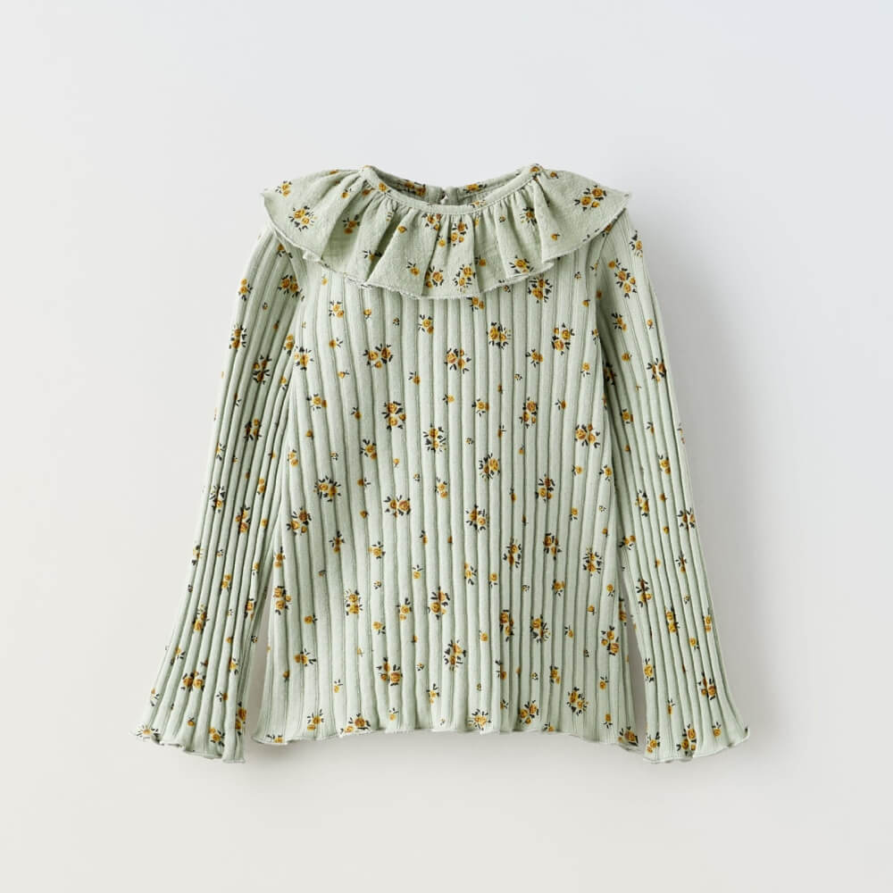 Лонгслив для девочек Zara Floral, светло-зеленый платье для девочек zara floral print светло бежевый