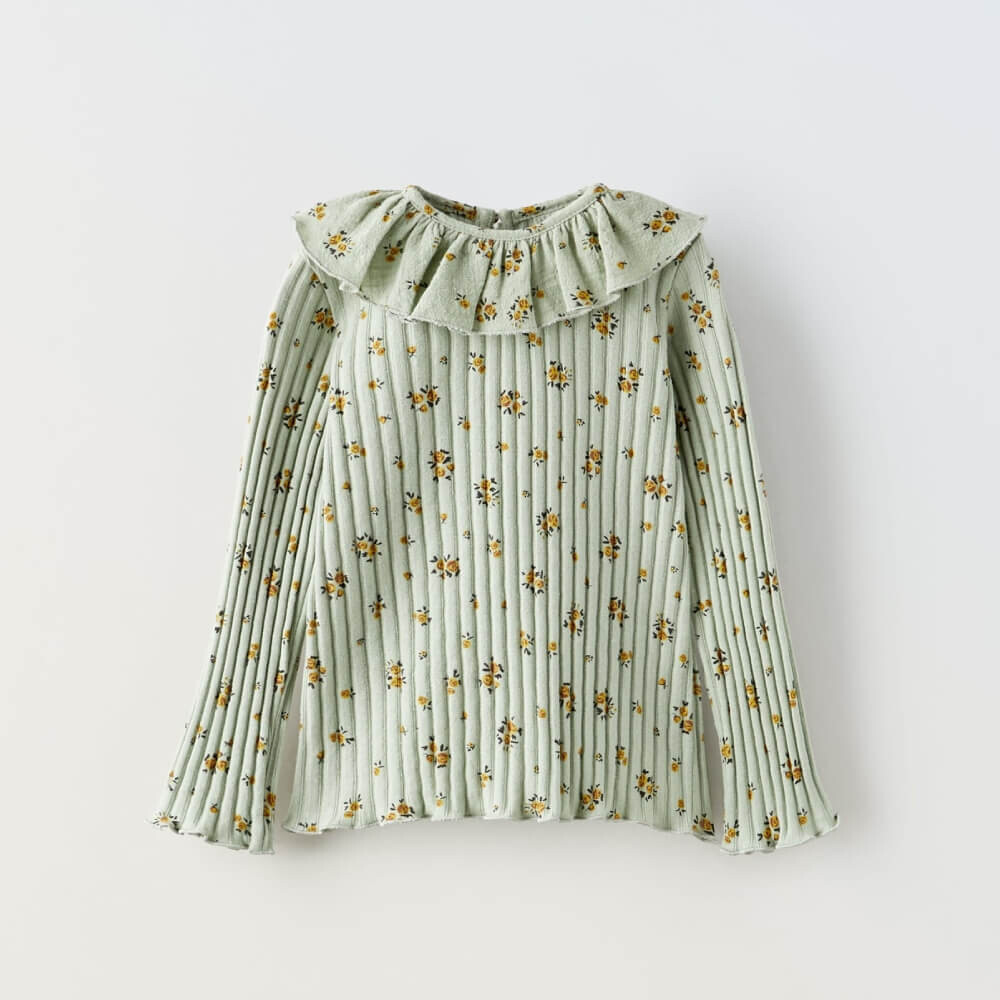 

Лонгслив для девочек Zara Floral, светло-зеленый