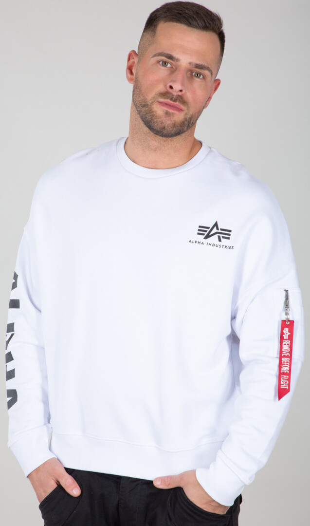 

Пуловер Alpha Industries Sleeve Print OS, белый