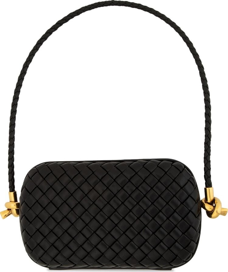 

Сумка Bottega Veneta Knot Minaudiere On Strap Black/Brass, черный