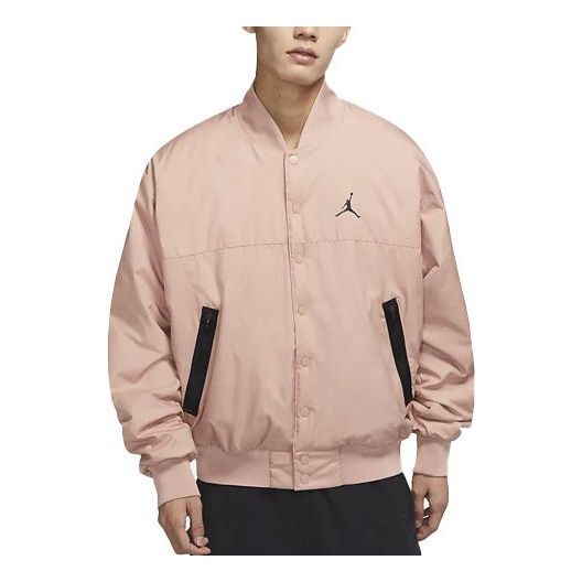 Куртка Men's Jordan Logo Baseball Collar Contrasting Colors Autumn Rose Retro Gray, Розовый