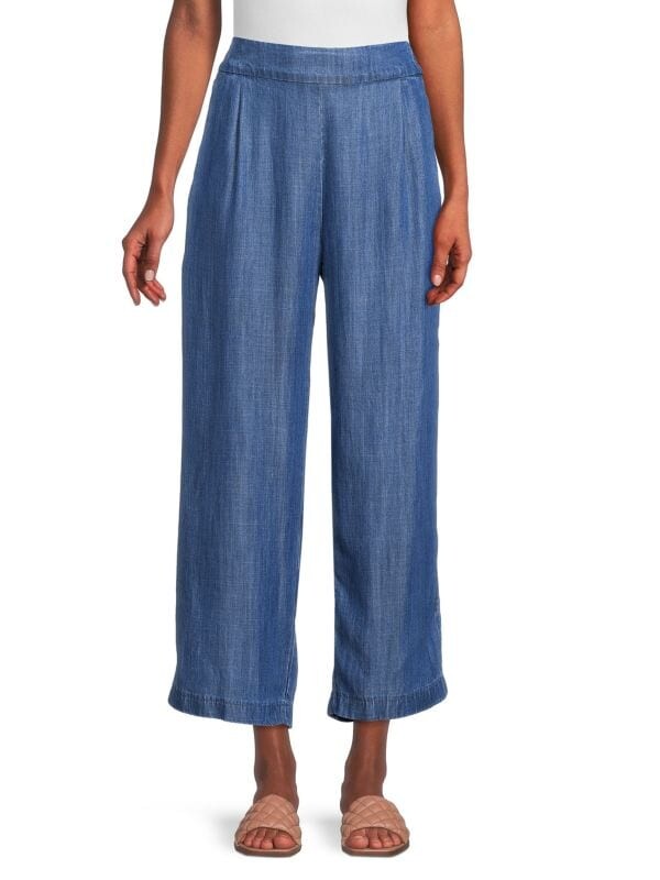 

Брюки Широкие Calvin Klein из шамбре, indigo