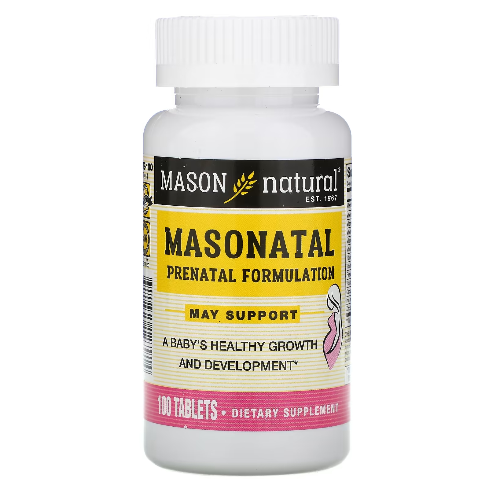 Пренатальный препарат Mason Natural Masonatal, 100 таблеток solaray пренатальный мультивитамин 150 таблеток