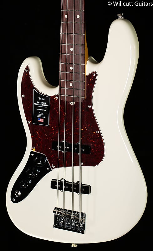 Бас-гитара Fender American Professional II Jazz Bass Olympic White Rosewood с накладкой на гриф для левой руки — US20085691-8.82 lbs - фото