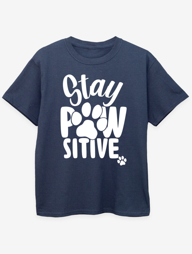 

Детская темно-синяя футболка NW2 Pets Stay Pawsitive Slogan George., нави