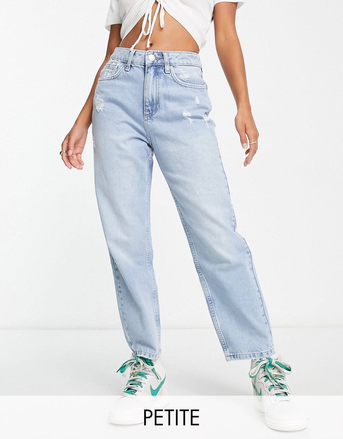 

Светло-голубые джинсы с завышенной талией Miss Selfridge Petite Mom