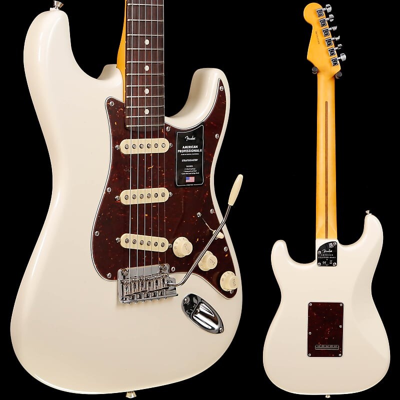 

Fender American Professional II Stratocaster RW Fb Olympic White 679 8lbs 5.9oz American Professional II Stratocaster Rosewood Fb Olympic Whi...