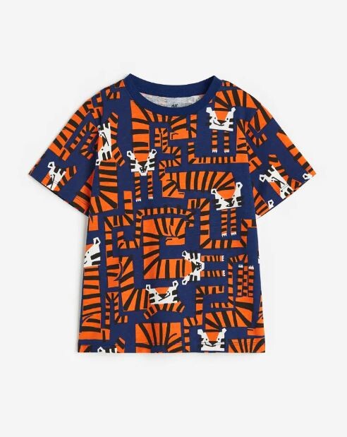 

Футболка с принтом тигр хлопковая H&M Tiger Cotton, оранжевый
