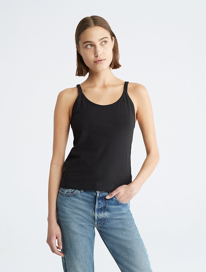 

Майка из гладкого эластичного хлопка Calvin Klein, черный