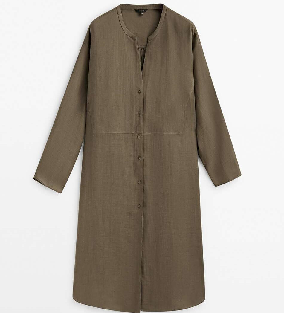 

Блуза Massimo Dutti 100% Ramie Oversize, хаки