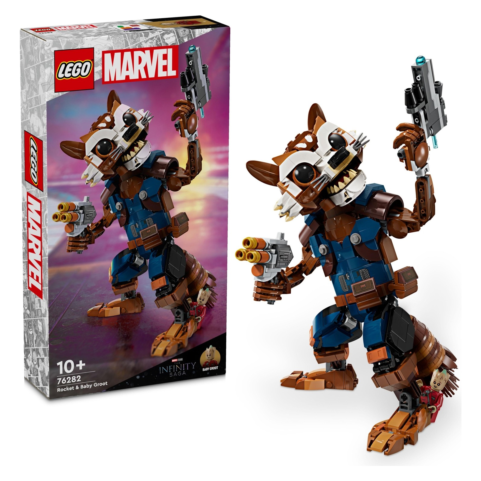 цена Конструктор Lego Marvel Rocket & Baby Groot 76282, 566 деталей