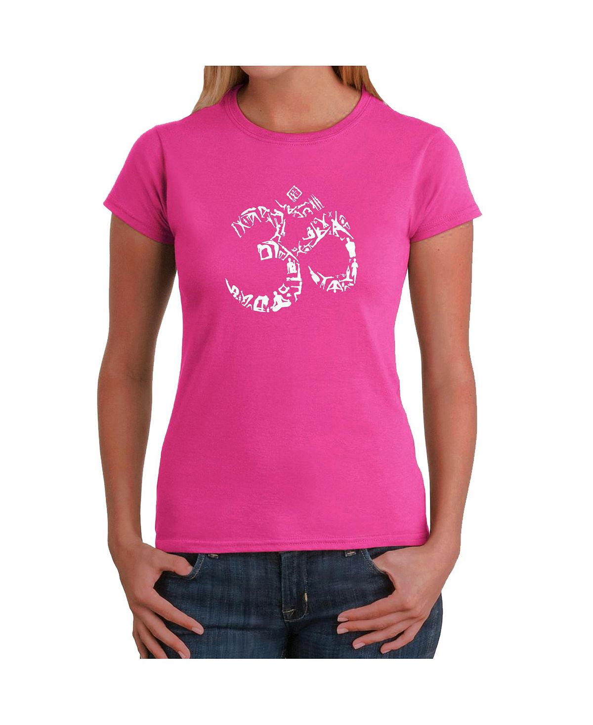 Женская футболка word art - символ ом из поз йоги LA Pop Art, розовый