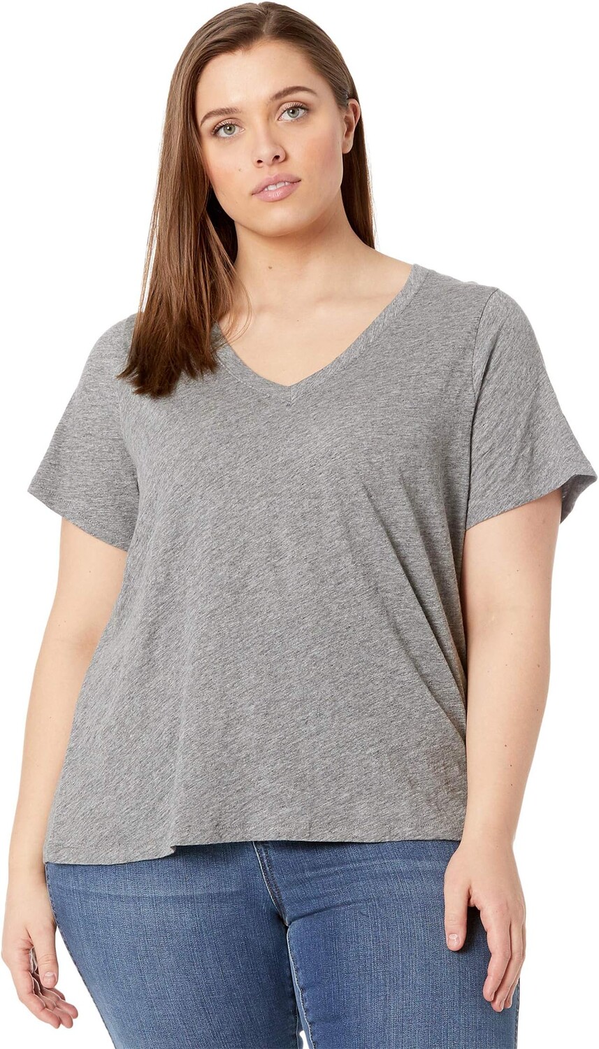 

Хлопковая футболка Plus Whisper с V-образным вырезом Madewell, цвет Heather Iron