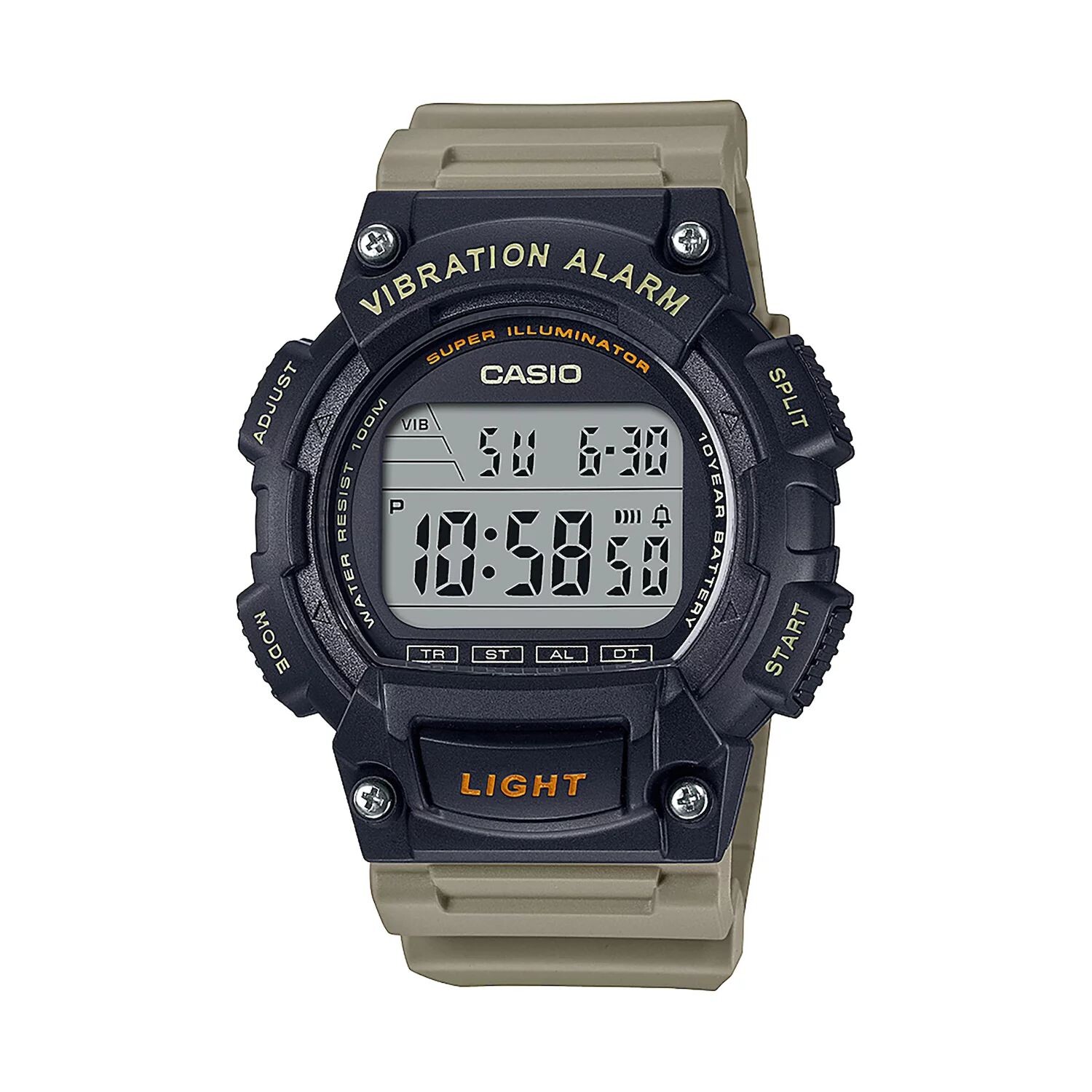 

Мужские круглые цифровые часы коричнево-черного цвета - W736H-5AV Casio