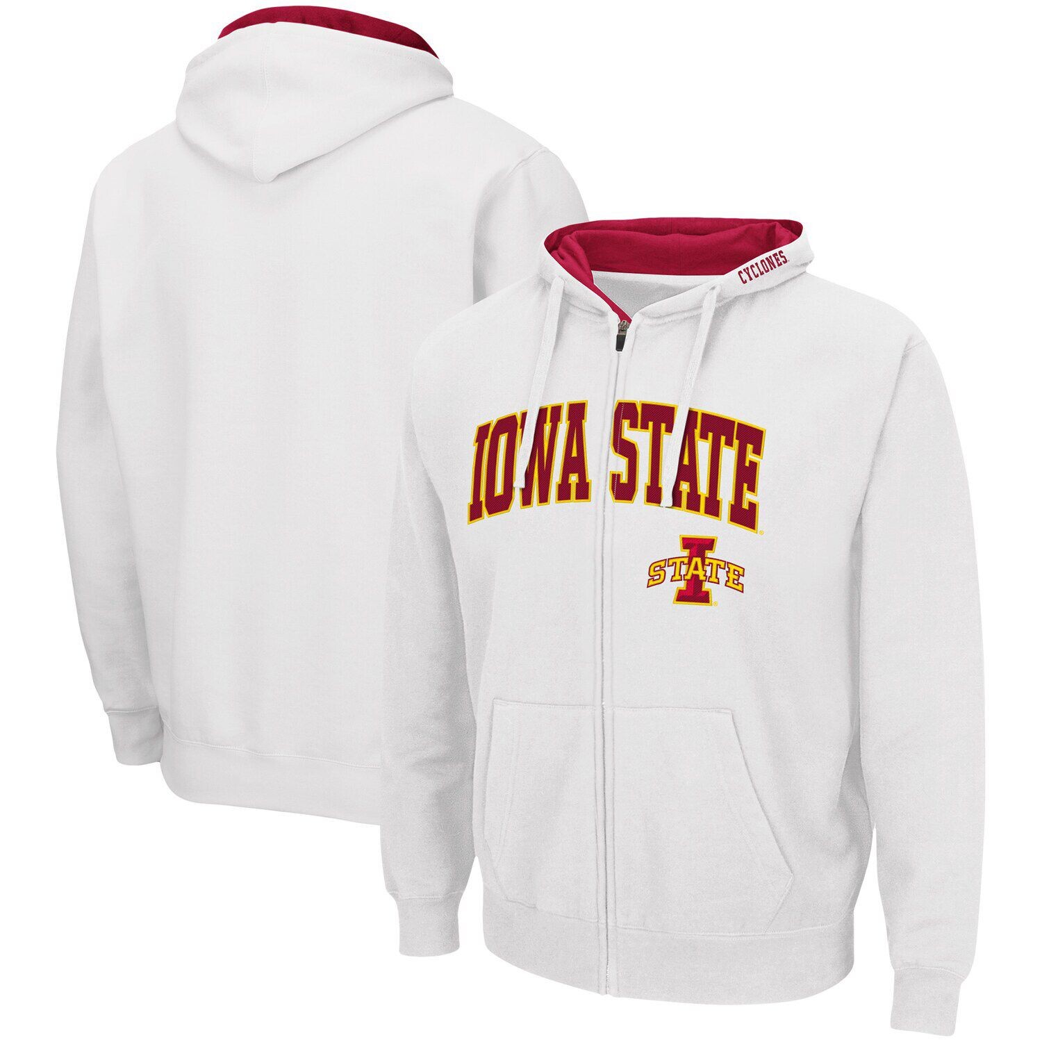 

Мужская белая толстовка с молнией во всю длину Iowa State Cyclones Arch & Logo 3.0 Colosseum