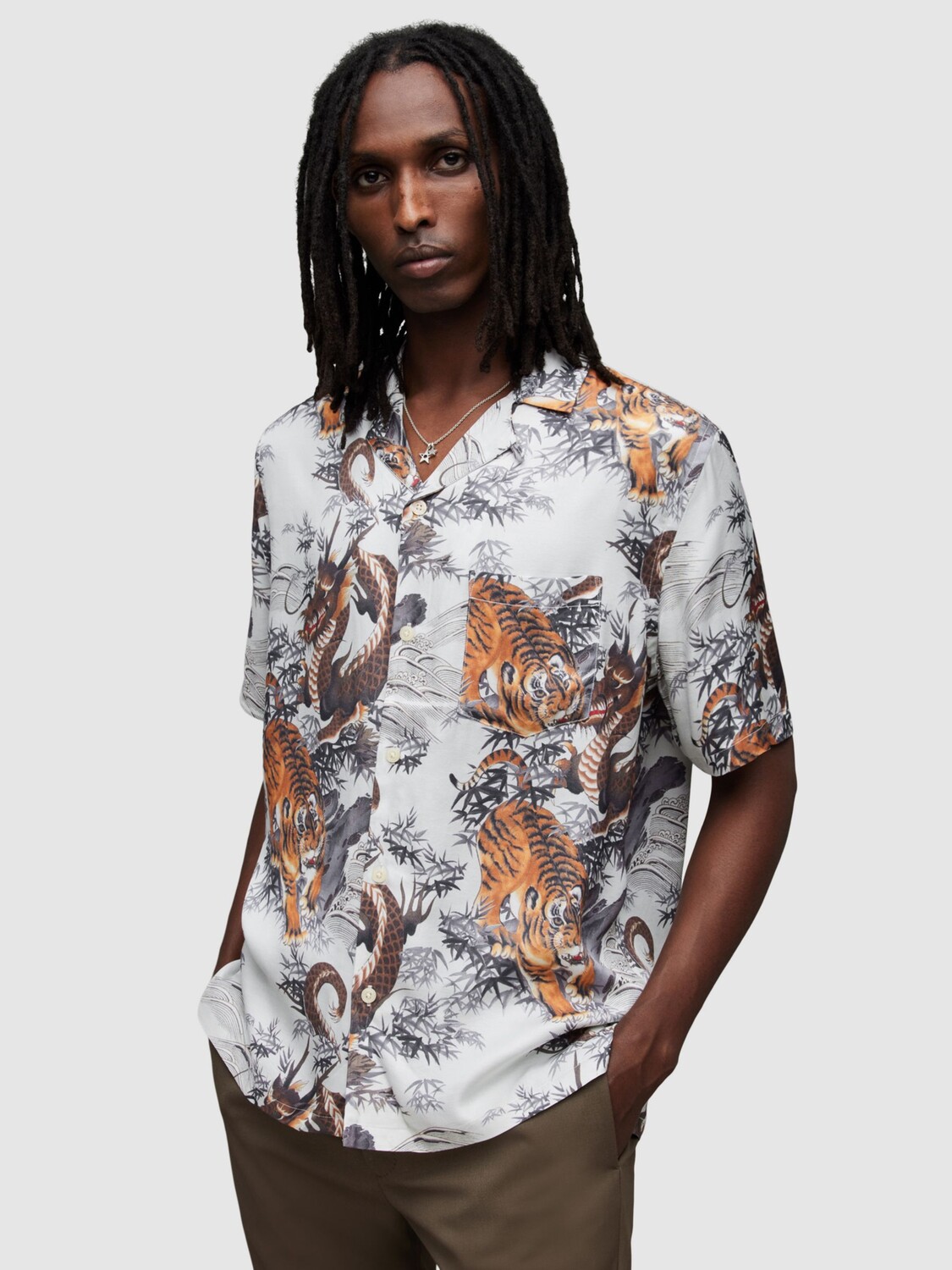 

Рубашка Kali с коротким рукавом AllSaints, белый/мульти