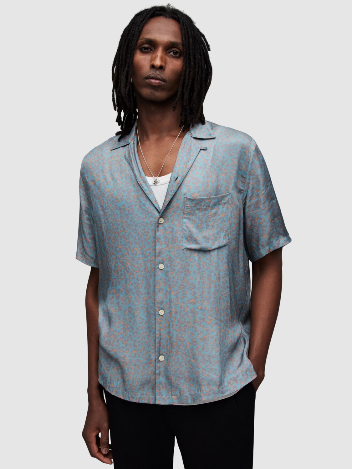 

Рубашка с коротким рукавом AllSaints Inverse, синий/мульти