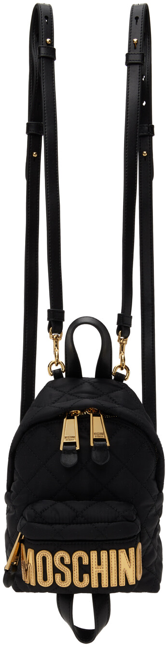 

Черный мини-стеганый рюкзак Moschino, цвет Fantasy print black