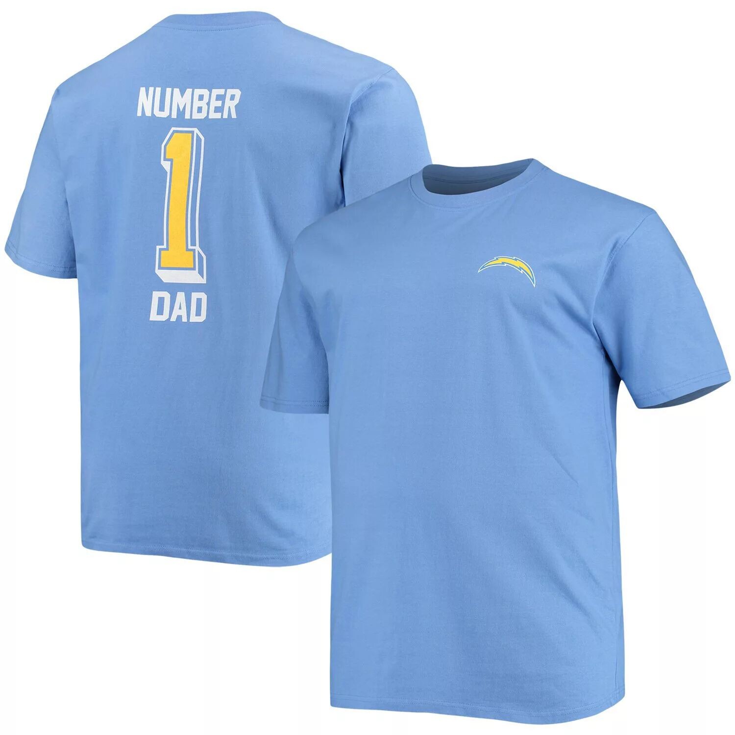 

Мужская фирменная футболка синего цвета Los Angeles Chargers Big & Tall #1 Dad 2-Hit Fanatics, Синий