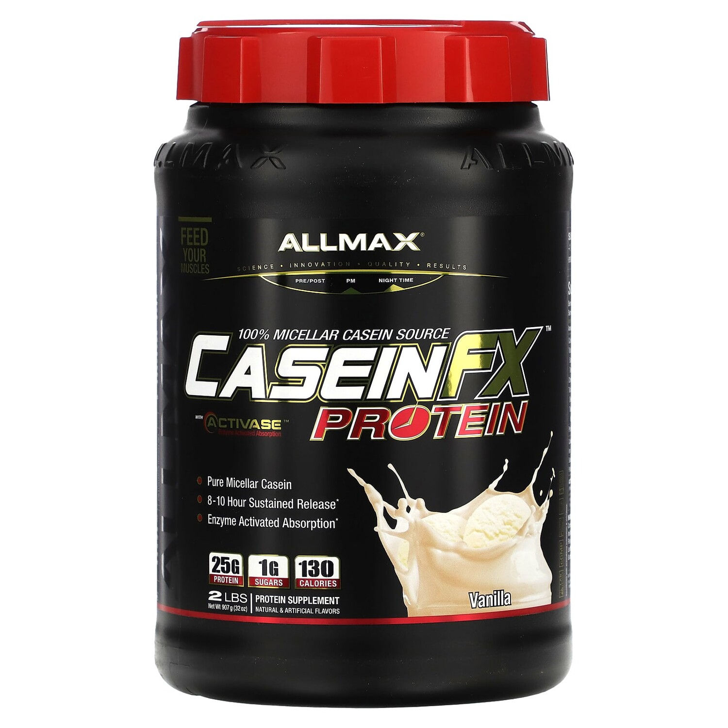 

CaseinFX, 100%-ный казеиновый мицеллярный протеин, ваниль, 907 г, ALLMAX